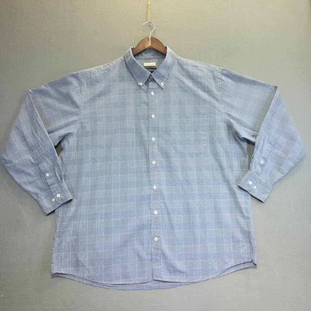 Jos A Bank Men's Blue Check Traditional Fit Long Sleeve Button‎ Up Shirt Size XL